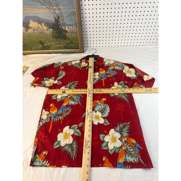 Rima Red Hawaiian Shirt Parrot Floral Print Short Sleeve Men’s Size M - Picture 7 of 7